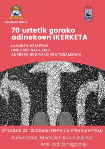 , El Ayuntamiento de Getaria presentará los resultados del estudio realizado a las personas mayores, Getariako Udala