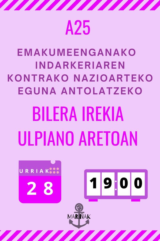 , Llamamiento del grupo feminista Mariñak para la reunión abierta para la organización del 25N, Getariako Udala
